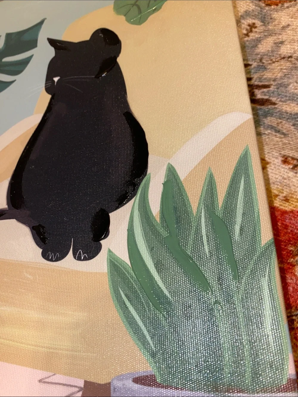 Black Cat Botanical Canvas Wall Art